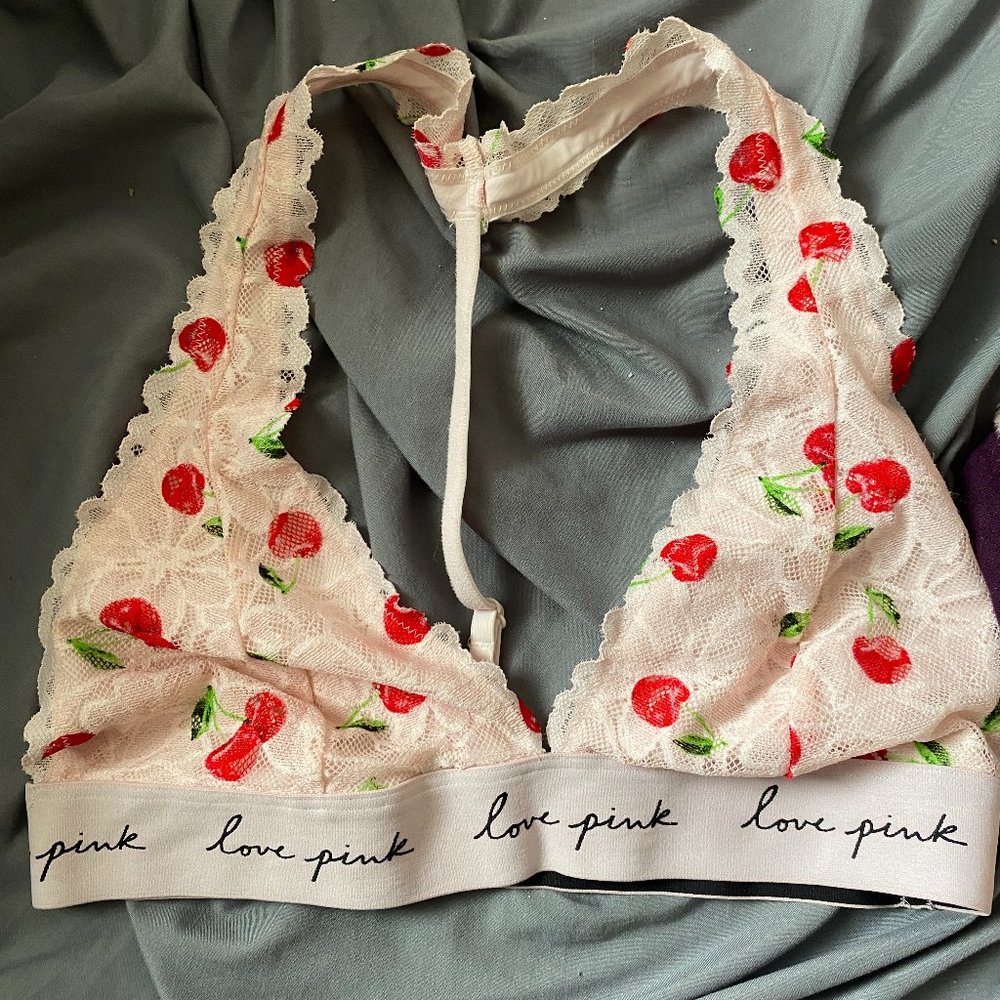 Victoria Secret Pink Cherry Halter Lace Bralette